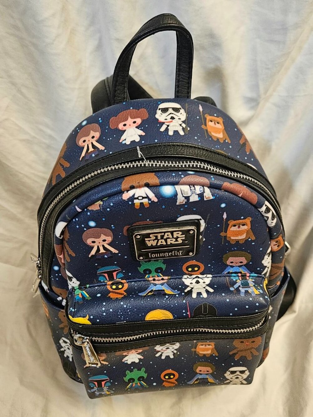 Loungefly x Star Wars Chibi Character All-Over Print Navy Mini Backpack